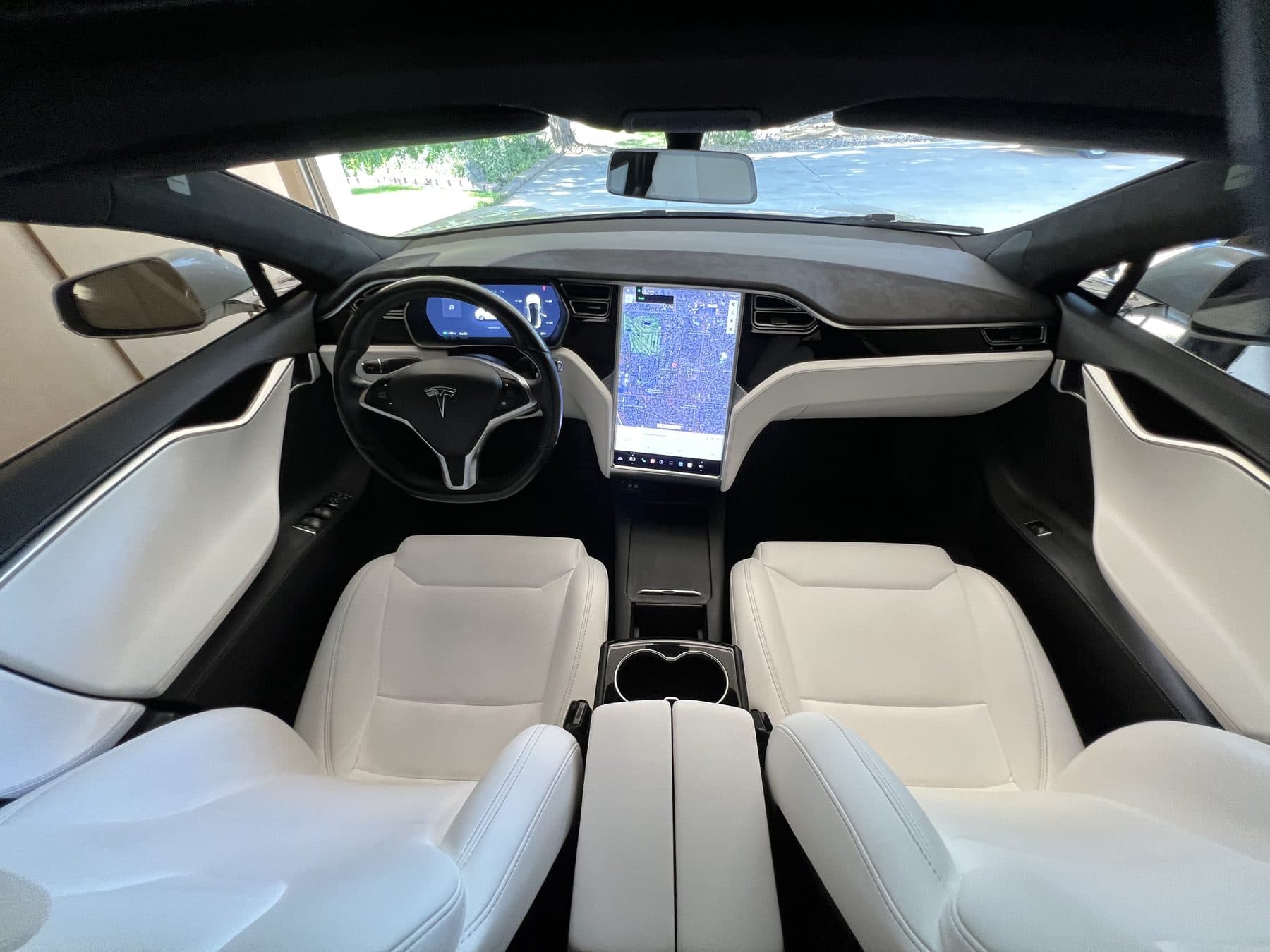 Tesla Model X white interior after detailing